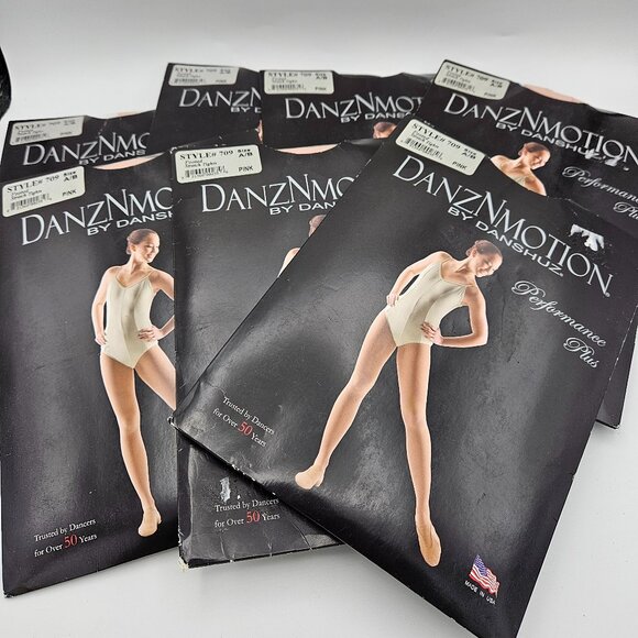 DanzNMotion by Danshuz Style #709 Size A/B Footed Stretch Tights in Pink Lot x7 - Picture 1 of 3